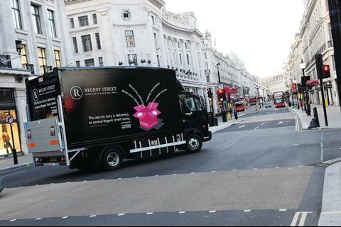 Electric vehicles deliver goods to Regent Street